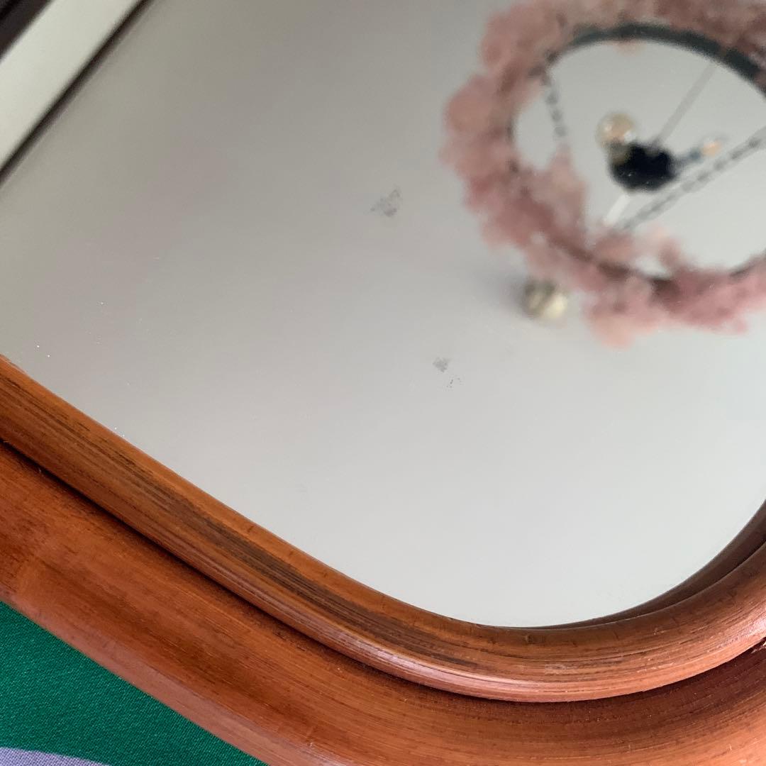 木製フレーム スクエアミラー 壁掛け用　ラタン　籐　ミラー　鏡　四角　正方形