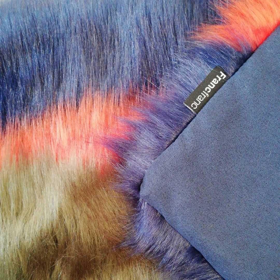 フランフラン　フェイクファー　ファー　クッションカバー　マルチカラー　ミックス