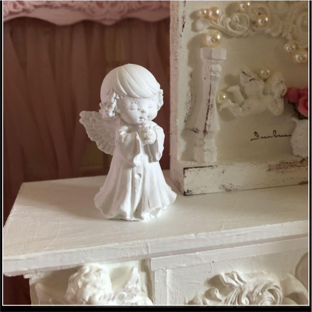 ❤ブライスマントルピース ホワイト アンティークローソク 天使のオブジェ付き