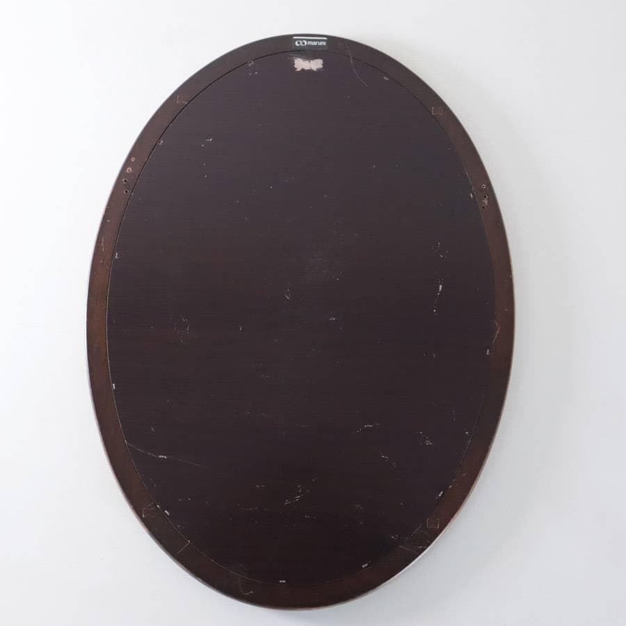 値下マルニ木工 オーバル ウォールミラー 壁掛け鏡 ヴィンテージ 高級家具