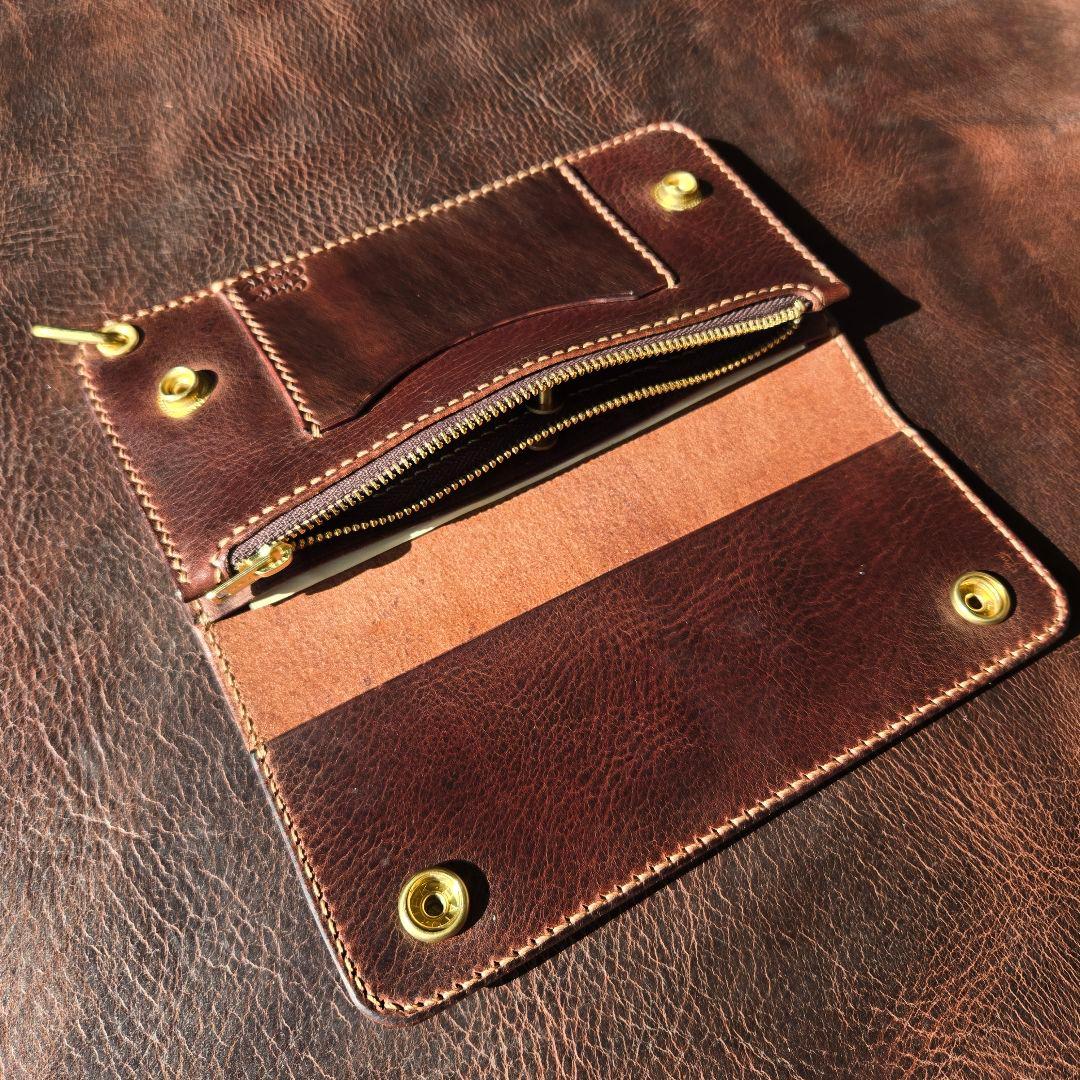 288ロング　トラッカーウォレット イタリアンレザーMARIANO【ブラウン】