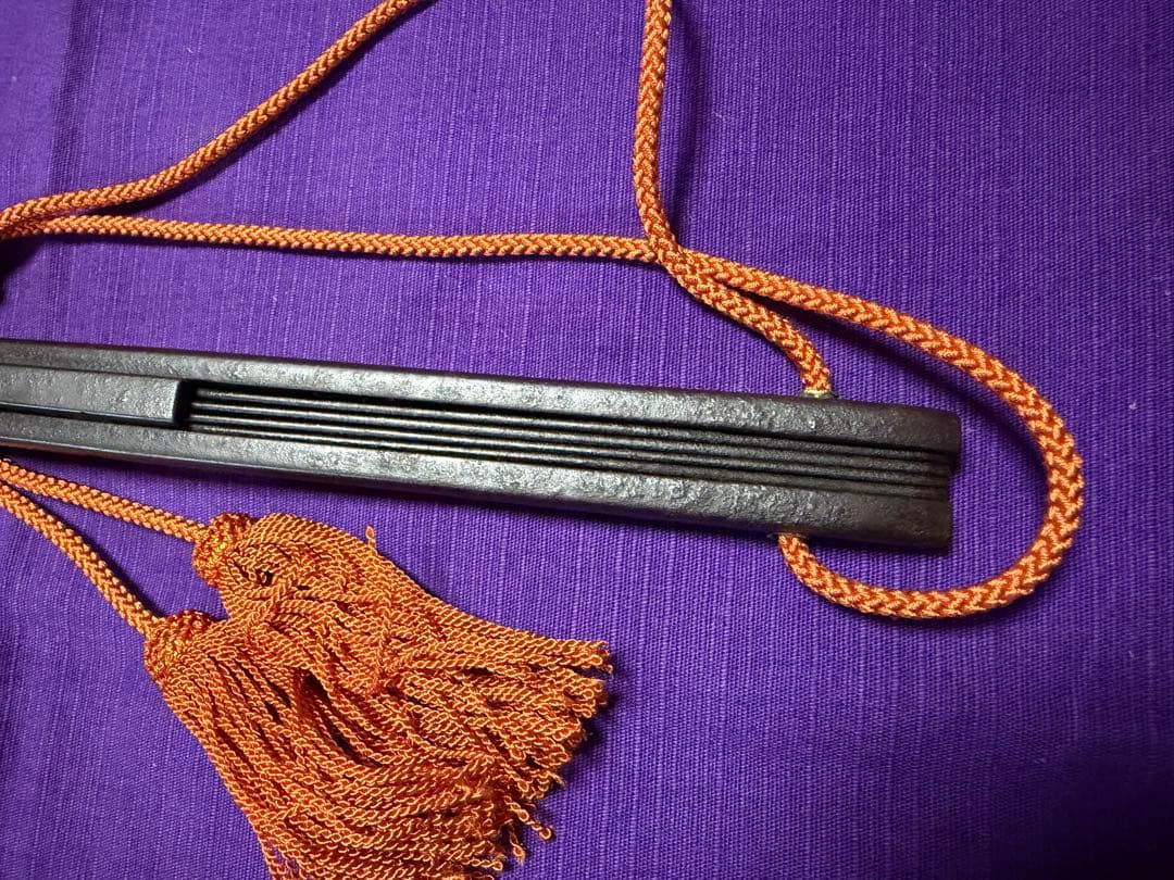 江戸時代 本歌 手慣らし鉄扇 中骨あり珍品（十手柔術剣術手の内寸鉄