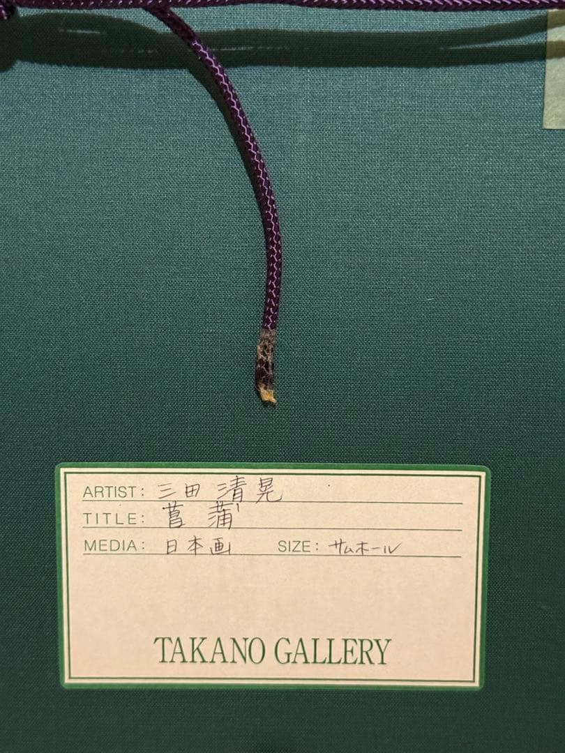 三田清晃【菖蒲】肉筆水彩画　直筆サイン　共シール
