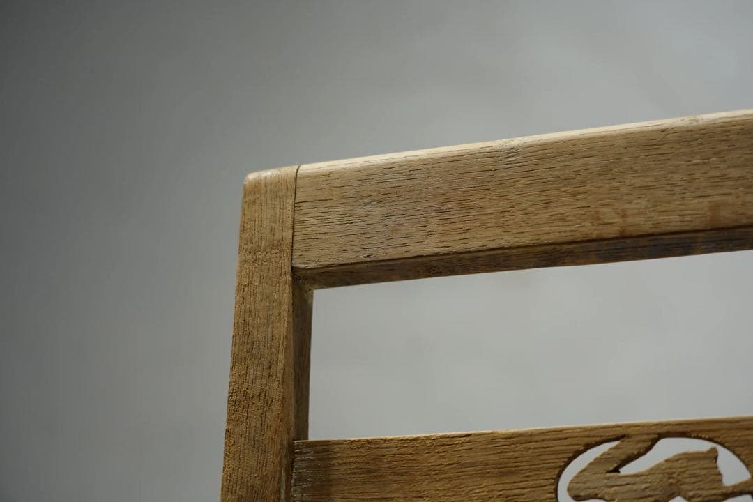 大正時代　小椅子　古木　張替え済み　アンティーク　チェア　ビンテージ椅子