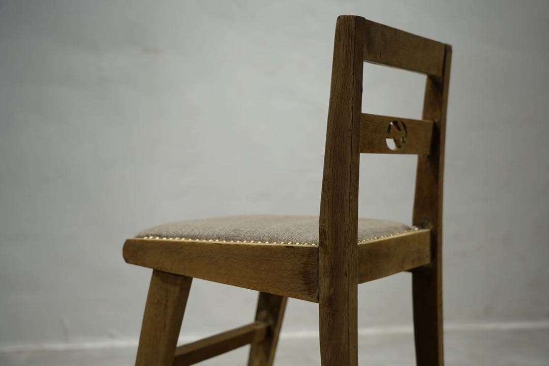 大正時代　小椅子　古木　張替え済み　アンティーク　チェア　ビンテージ椅子