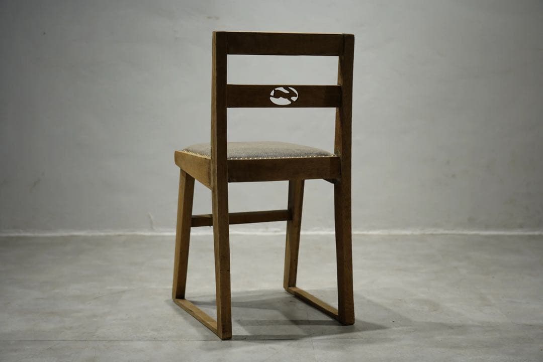 大正時代　小椅子　古木　張替え済み　アンティーク　チェア　ビンテージ椅子