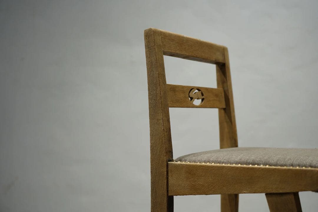 大正時代　小椅子　古木　張替え済み　アンティーク　チェア　ビンテージ椅子