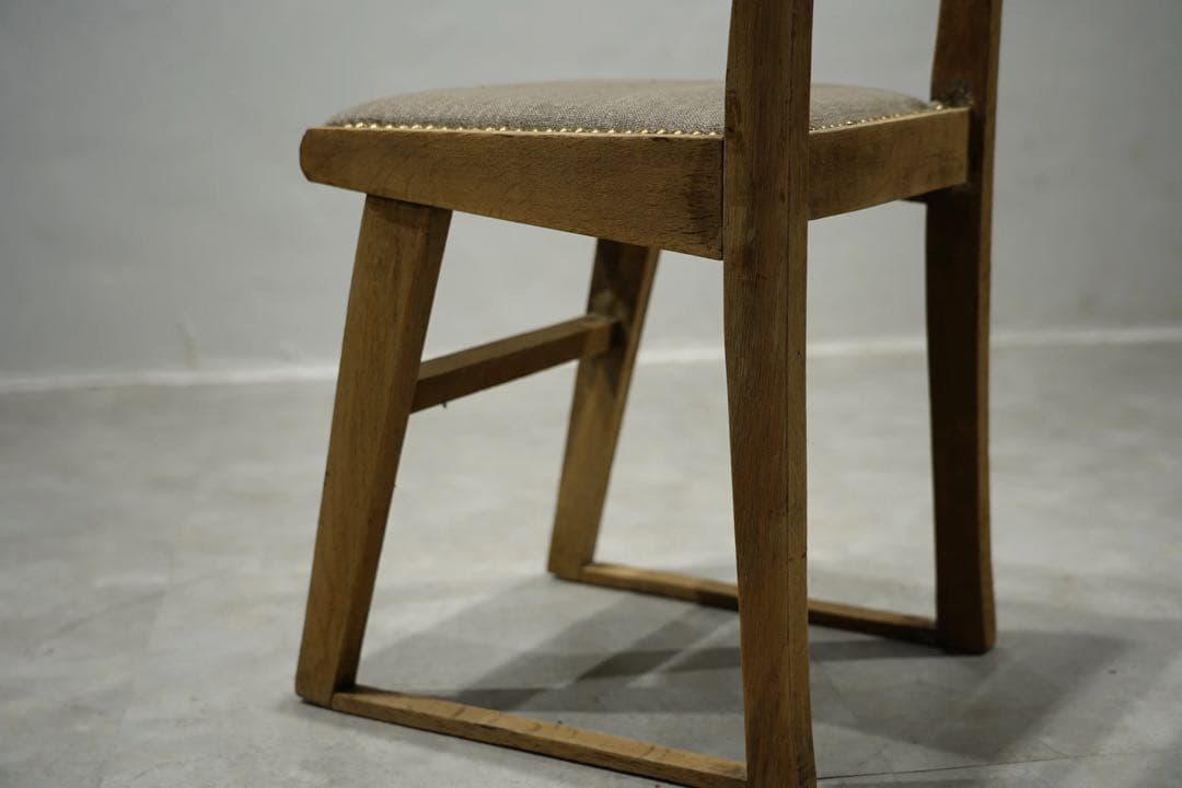 大正時代　小椅子　古木　張替え済み　アンティーク　チェア　ビンテージ椅子