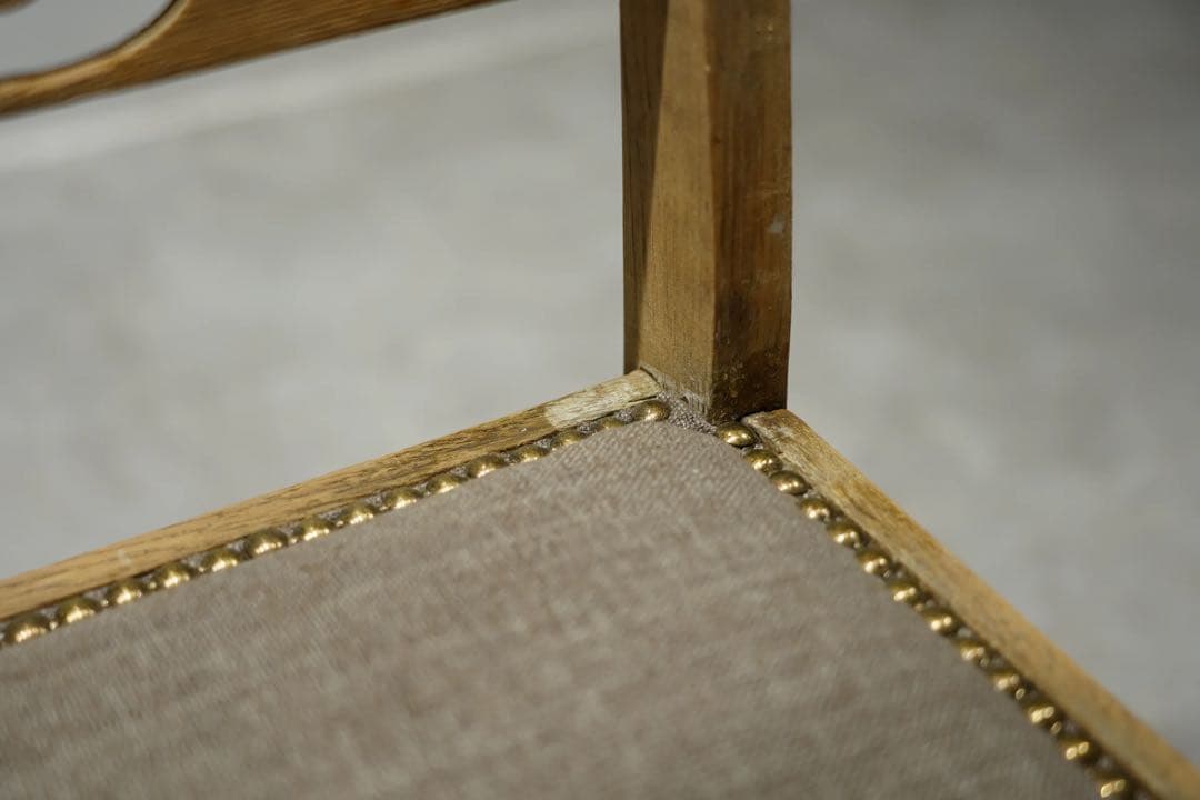 大正時代　小椅子　古木　張替え済み　アンティーク　チェア　ビンテージ椅子