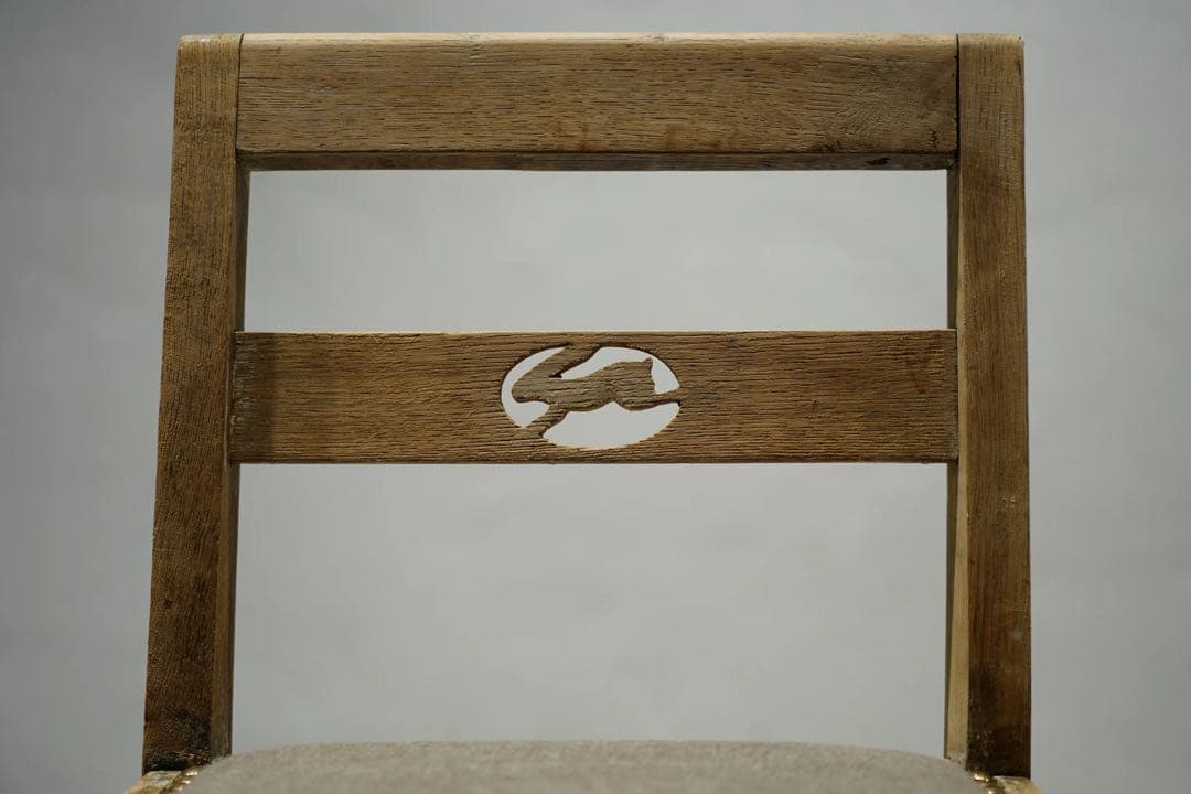 大正時代　小椅子　古木　張替え済み　アンティーク　チェア　ビンテージ椅子