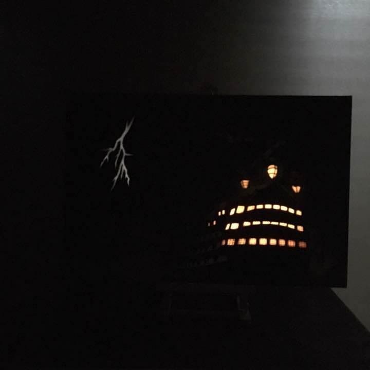 イルミネーションアート 嵐を進む船 絵画 インテリア