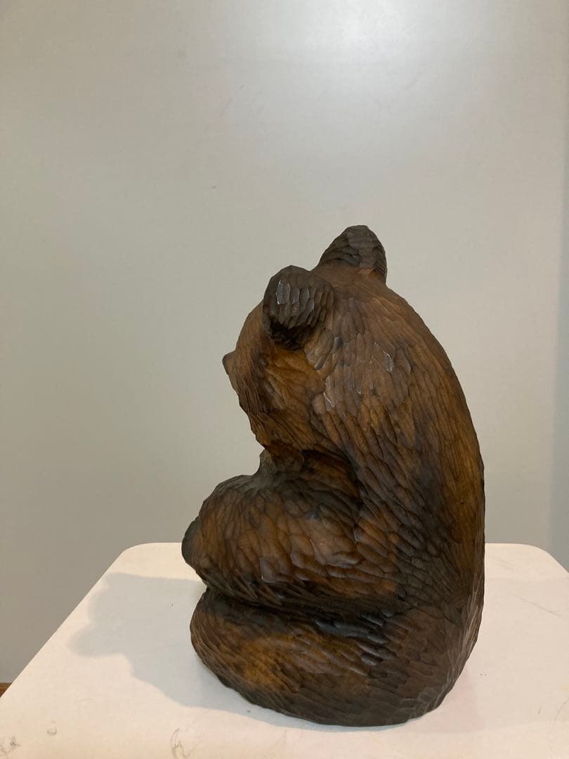 木彫熊　木彫り　座熊　大和彫　大和正幸　美品