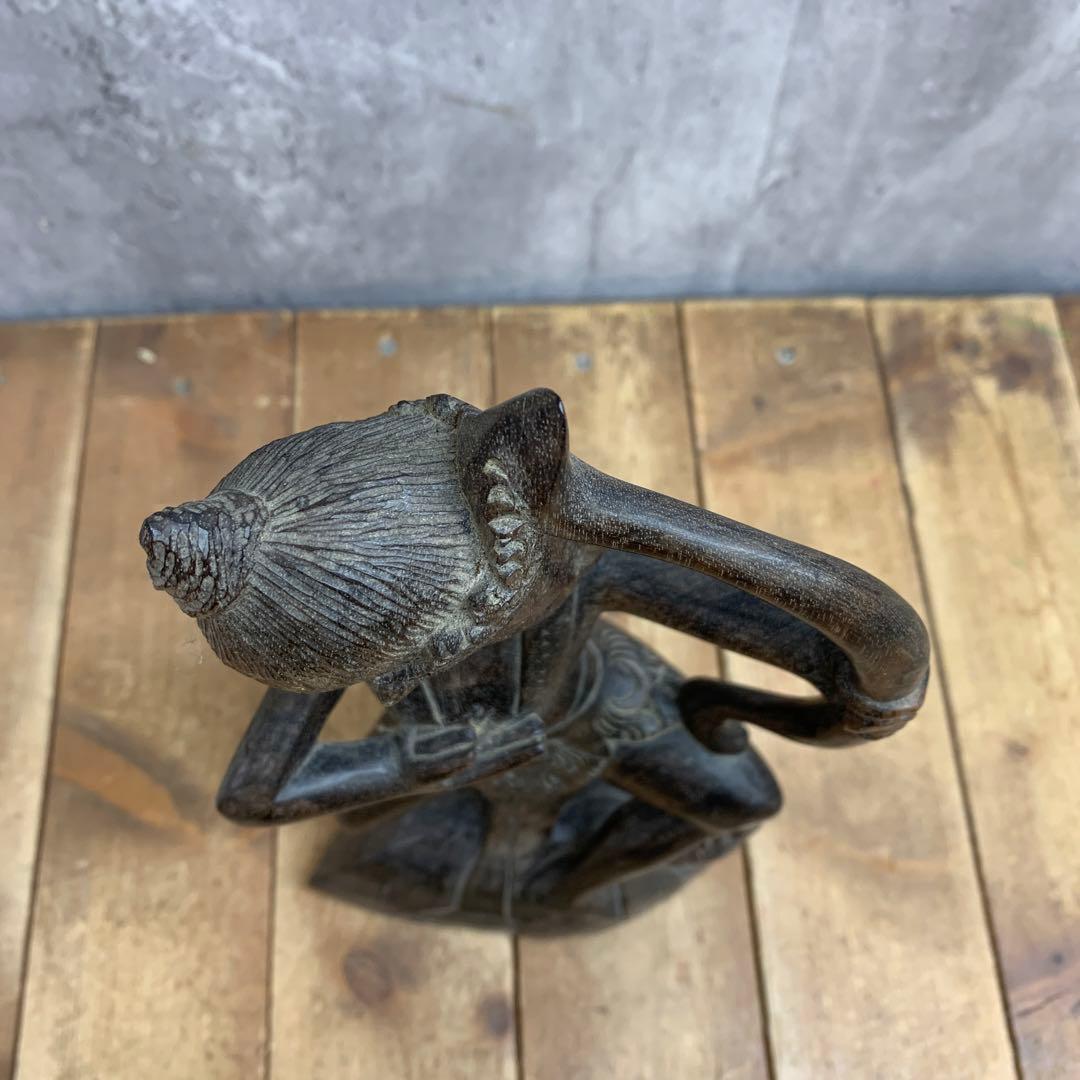 4F 【希少】ヴィンテージ 木彫り 彫刻像 アルジュナ 弓矢 置物 - メルカリ