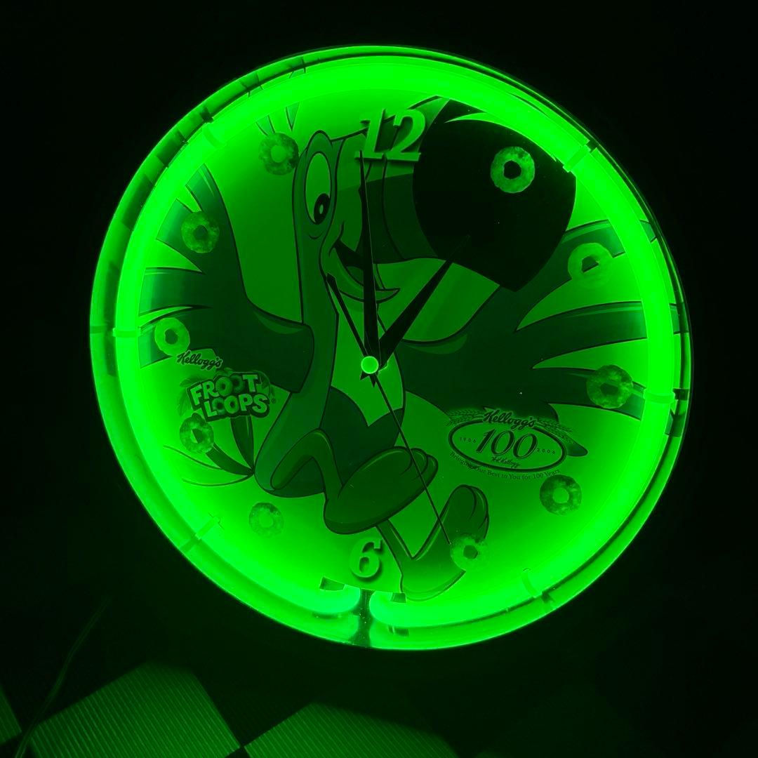 ケロッグ フルーツループ トゥーカン・サム ネオンクロック 時計 アメリカン