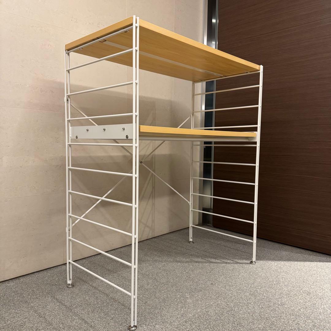 ベルメゾン ダブルワイヤーレンジ台 ナチュラル×ホワイト 幅84cm