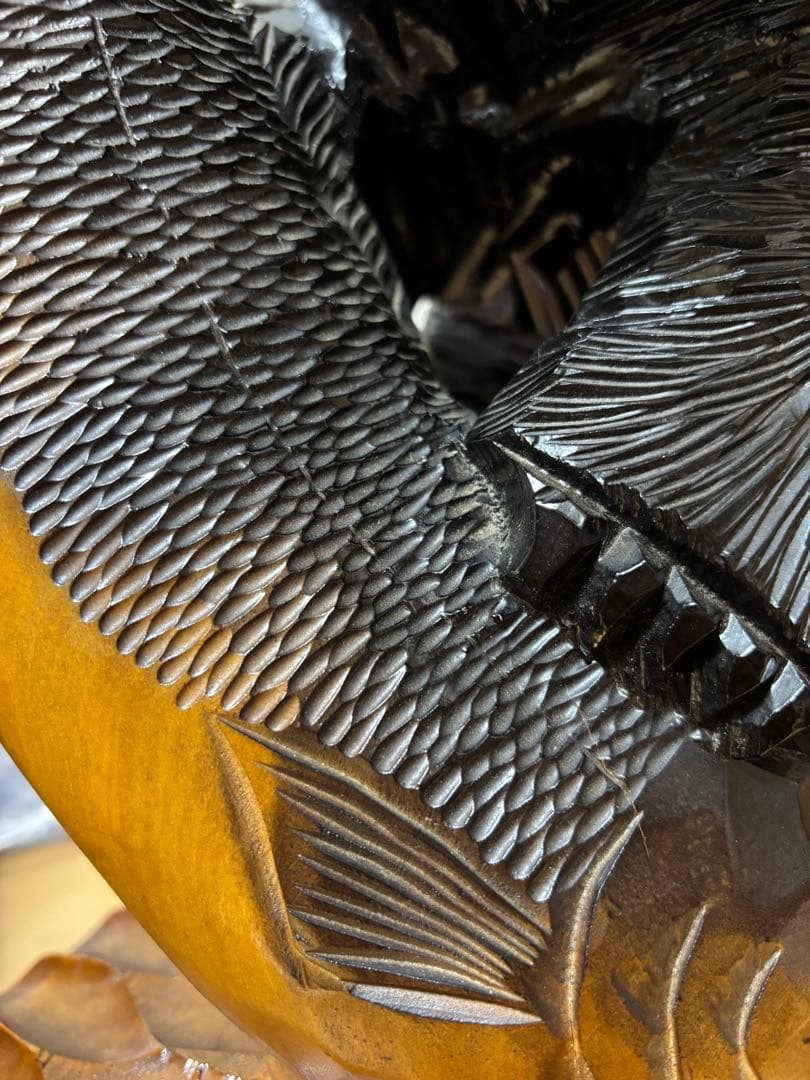 【大型40cm】北海道 木彫り熊 鮭持ち 八雲系風 無銘 民芸品 置物