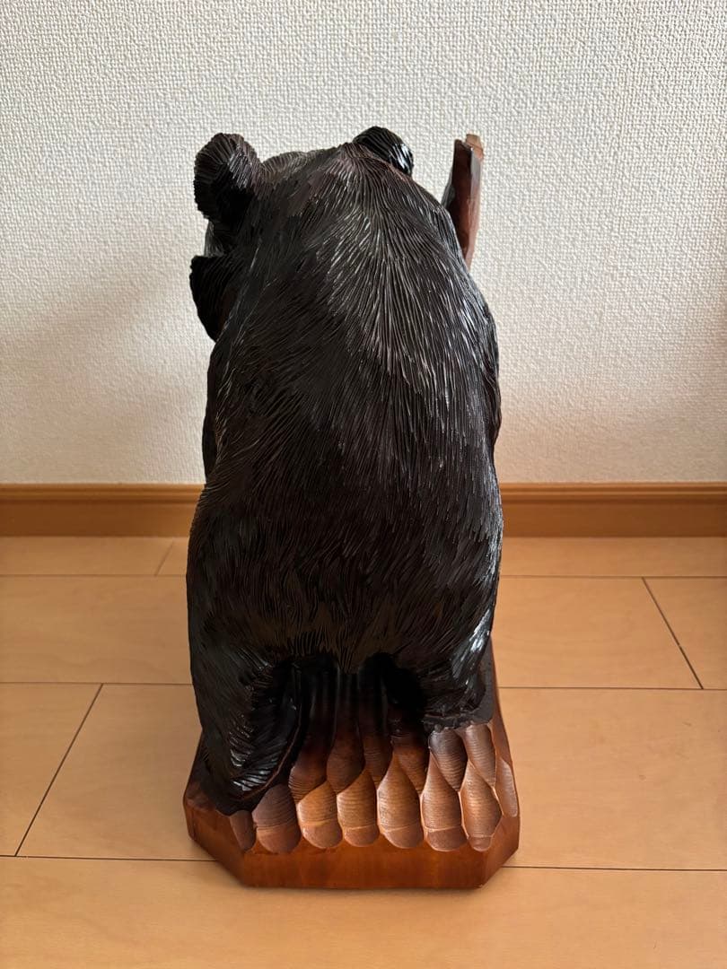 【大型40cm】北海道 木彫り熊 鮭持ち 八雲系風 無銘 民芸品 置物