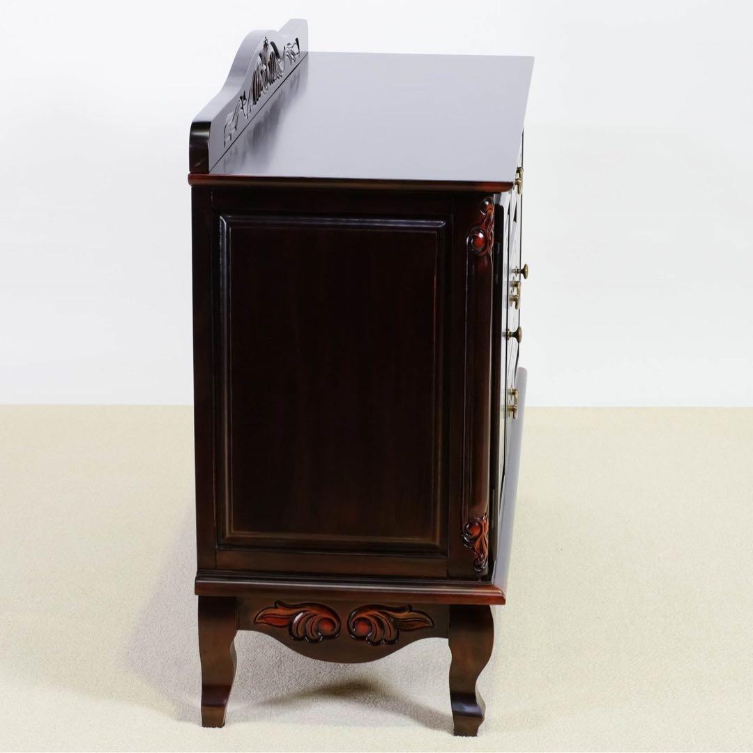 E新品 アンティーク調 キャビネット 110 リビング収納 本棚 食器棚 ボード