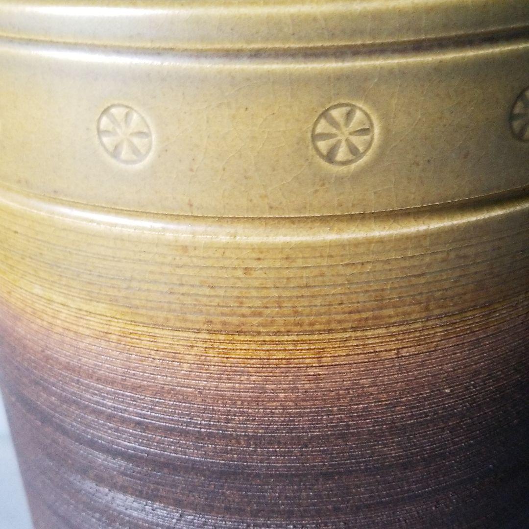 信楽焼傘立て  ツートン幾何学絵 高さ４２cm