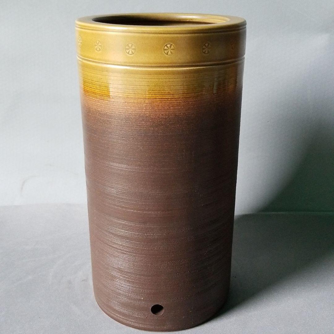 信楽焼傘立て  ツートン幾何学絵 高さ４２cm