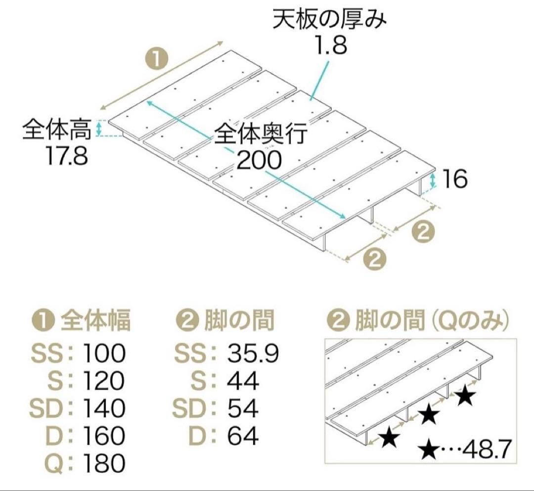LOWYA ベッドフレーム ロータイプ ローベッド すのこ セミダブル　※i1