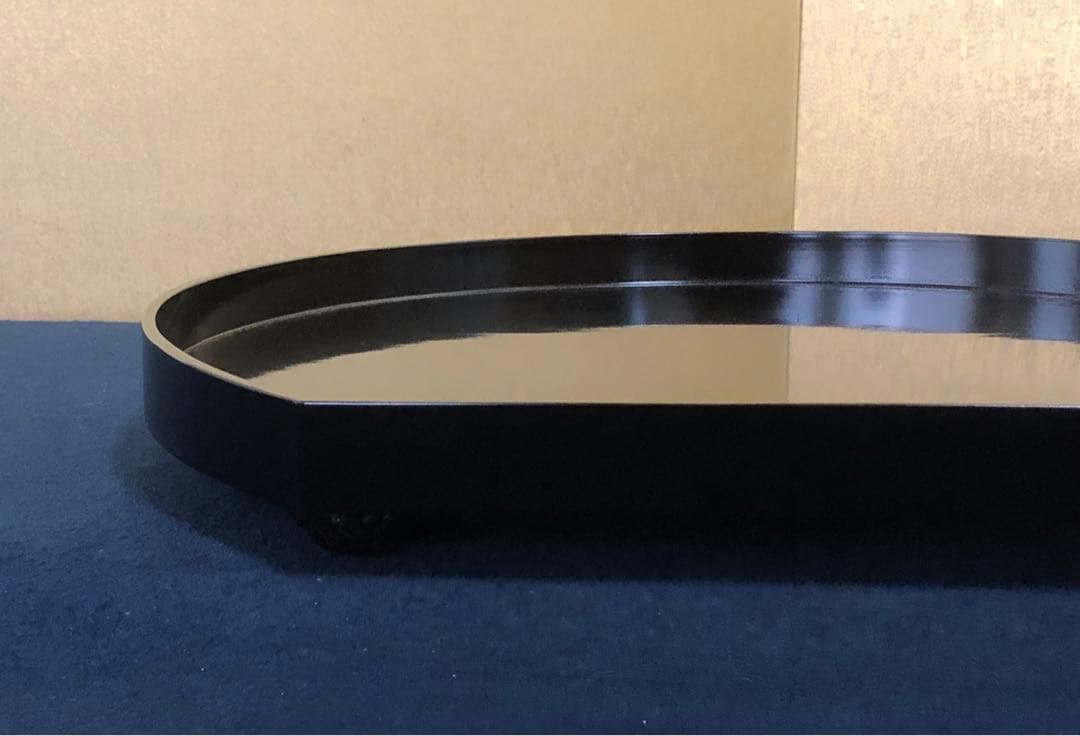 《レ》茶道具 くるみ足 半月折敷膳5客 塗師 寛斎造 共箱 260212け2