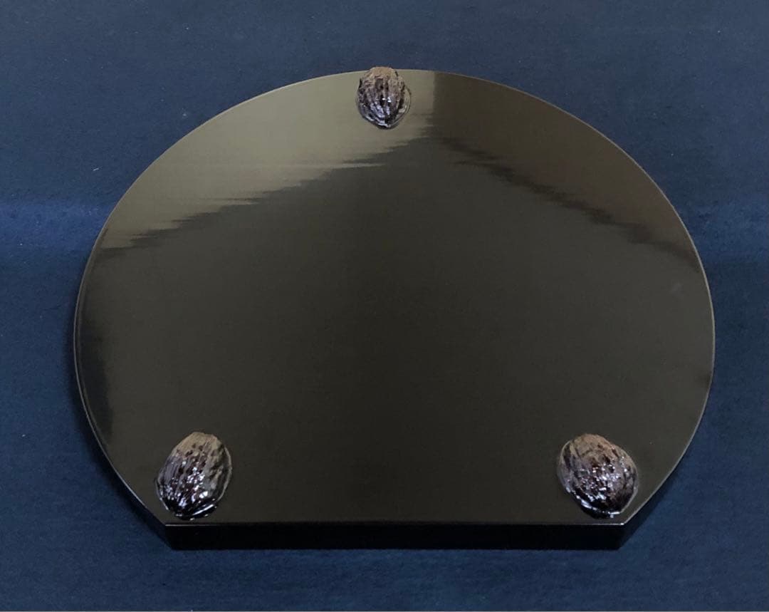 《レ》茶道具 くるみ足 半月折敷膳5客 塗師 寛斎造 共箱 260212け2