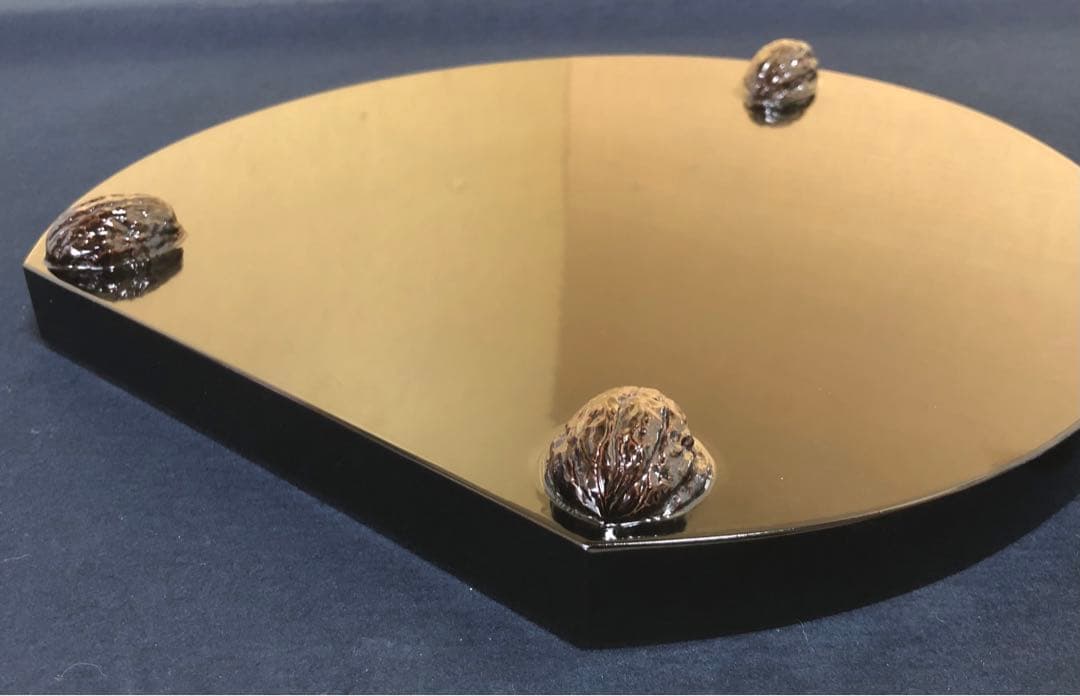 《レ》茶道具 くるみ足 半月折敷膳5客 塗師 寛斎造 共箱 260212け2