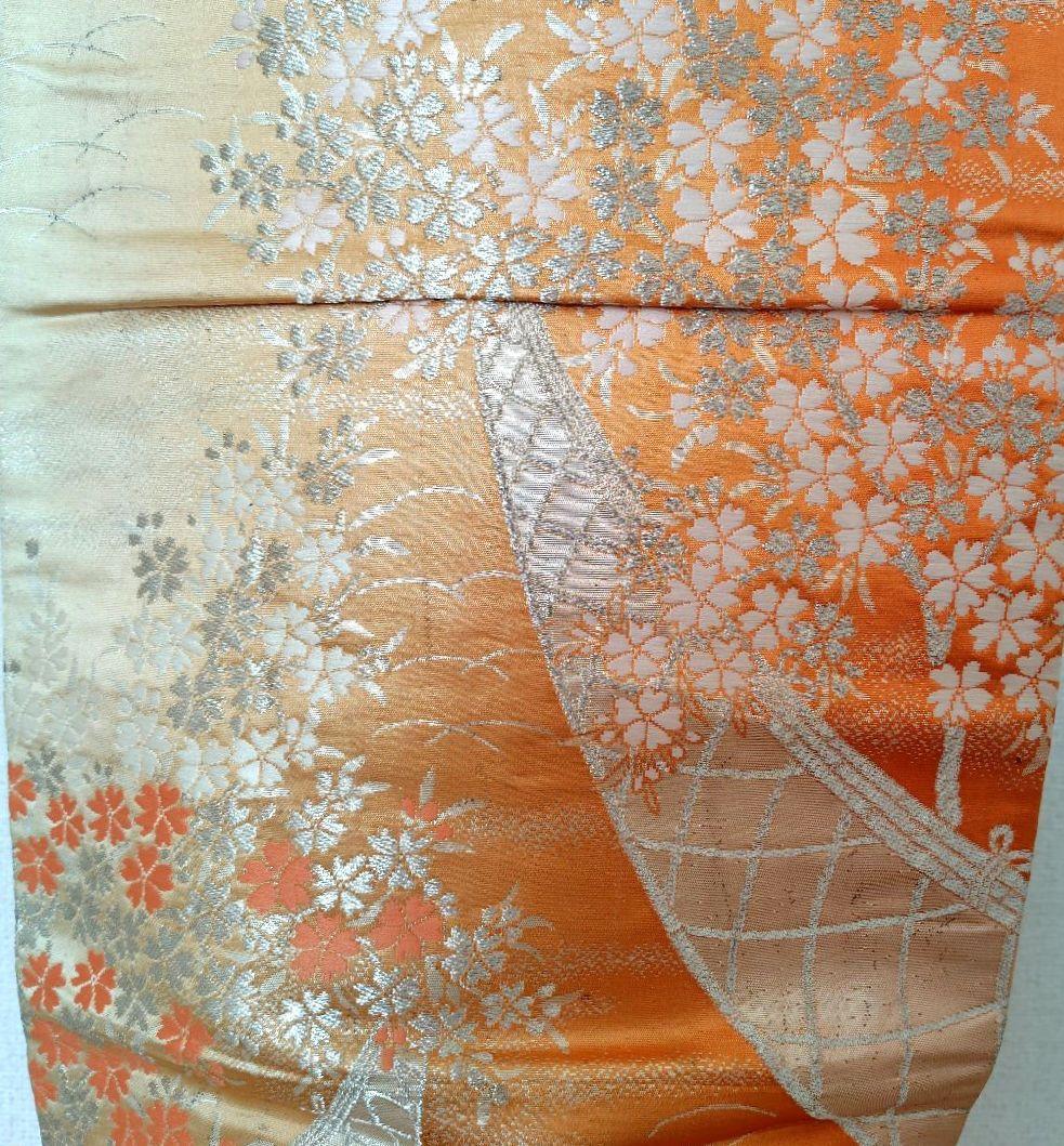 お琴カバー【橙】着物帯 ゆたん油単ハンドメイド 和楽器 正絹 袋帯