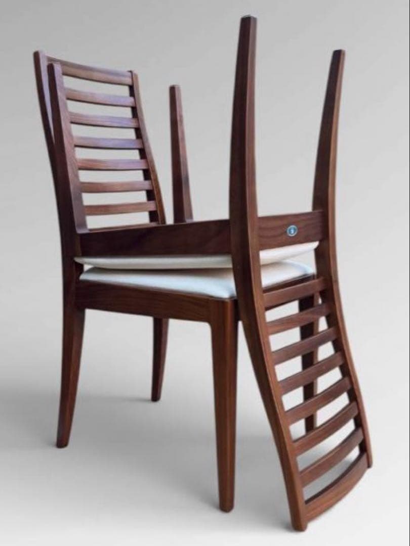 ①【美品】秋田木工 IDC大塚家具 ダイニングチェア ラダーバック 曲げ