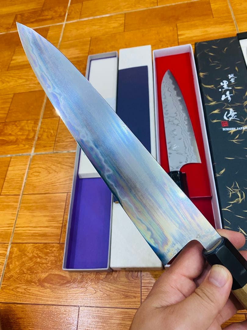 高田ノハモノTAKADA no HAMONO 水墨白ニ鋼牛刀24cm朴水牛八角柄 - メルカリ