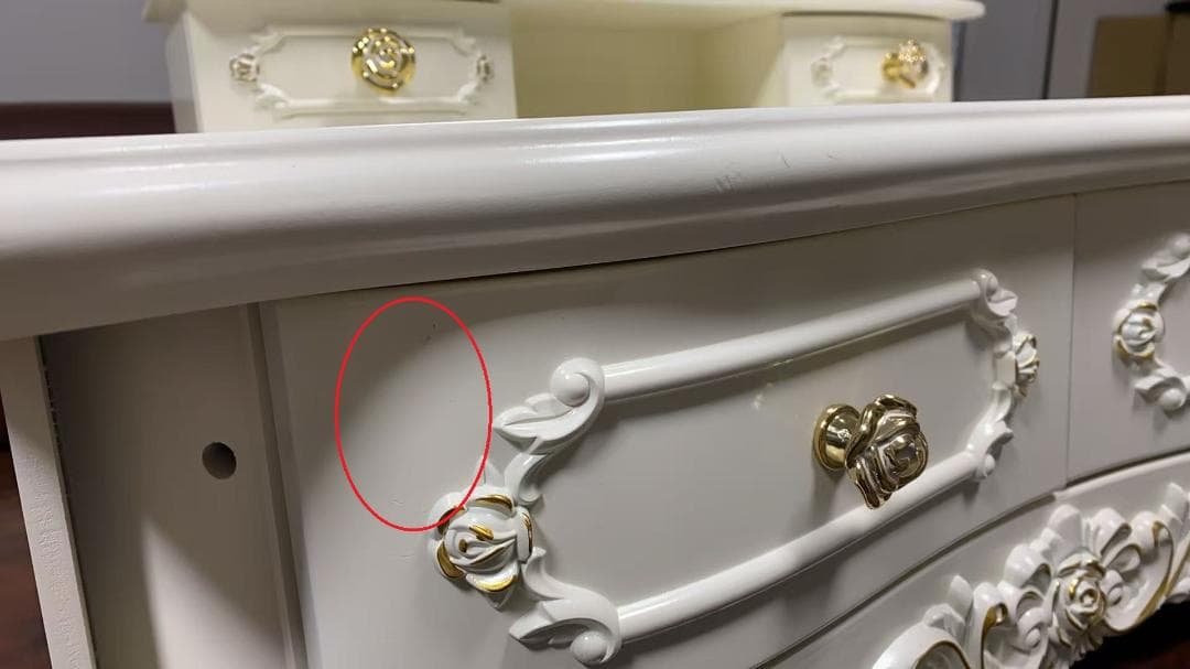 クラシックホワイトドレッサー・鏡台 訳あり品　写真をご確認 J109-80-01