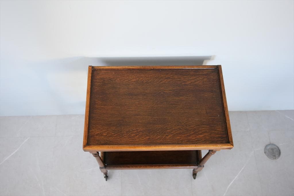 英国アンティーク木製キッチンワゴン兼ゲームテーブル/折畳式机トロリー92-117