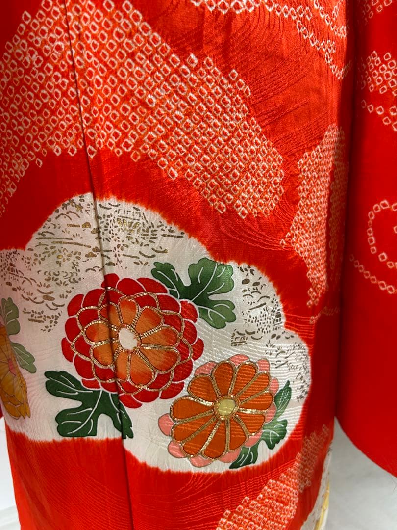 7歳　七五三　絞り　正絹着物　古典柄　帯　帯揚げ　帯締め　しごきセット