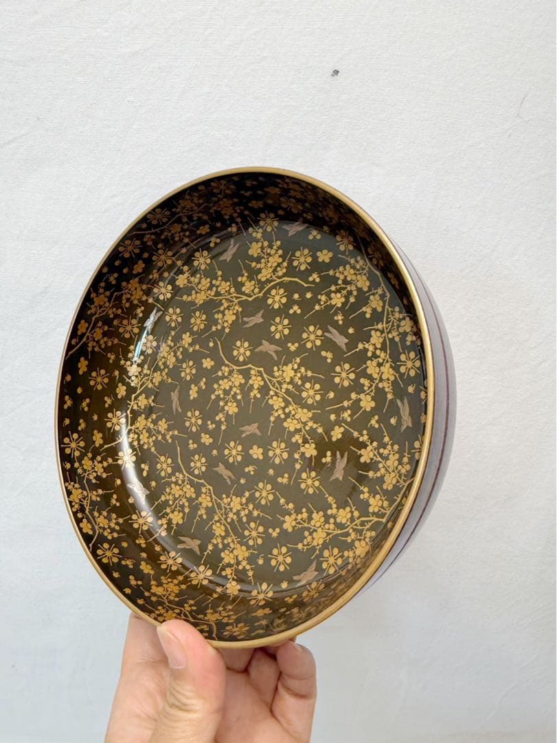 美品 大正〜昭和頃の時代 茶道具 木製溜塗 金彩蒔絵 菓物椀 見返し蒔絵