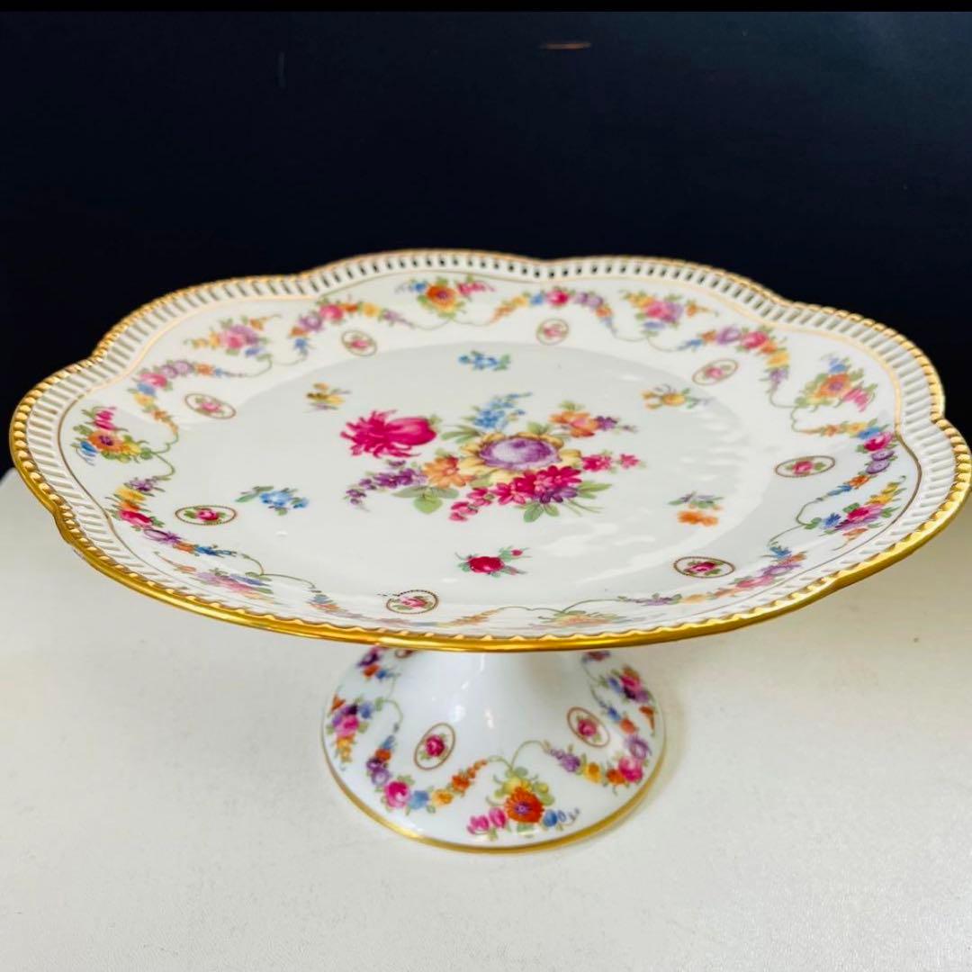 ドレスデンフラワー  シューマンババリア　コンポート　透かし　特大サイズ