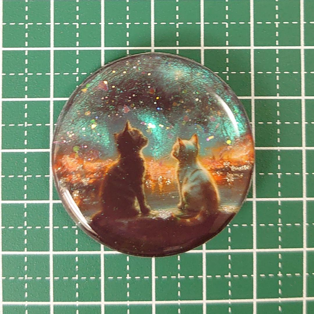 レジン猫ヘアゴムブローチポニーフックNo.597