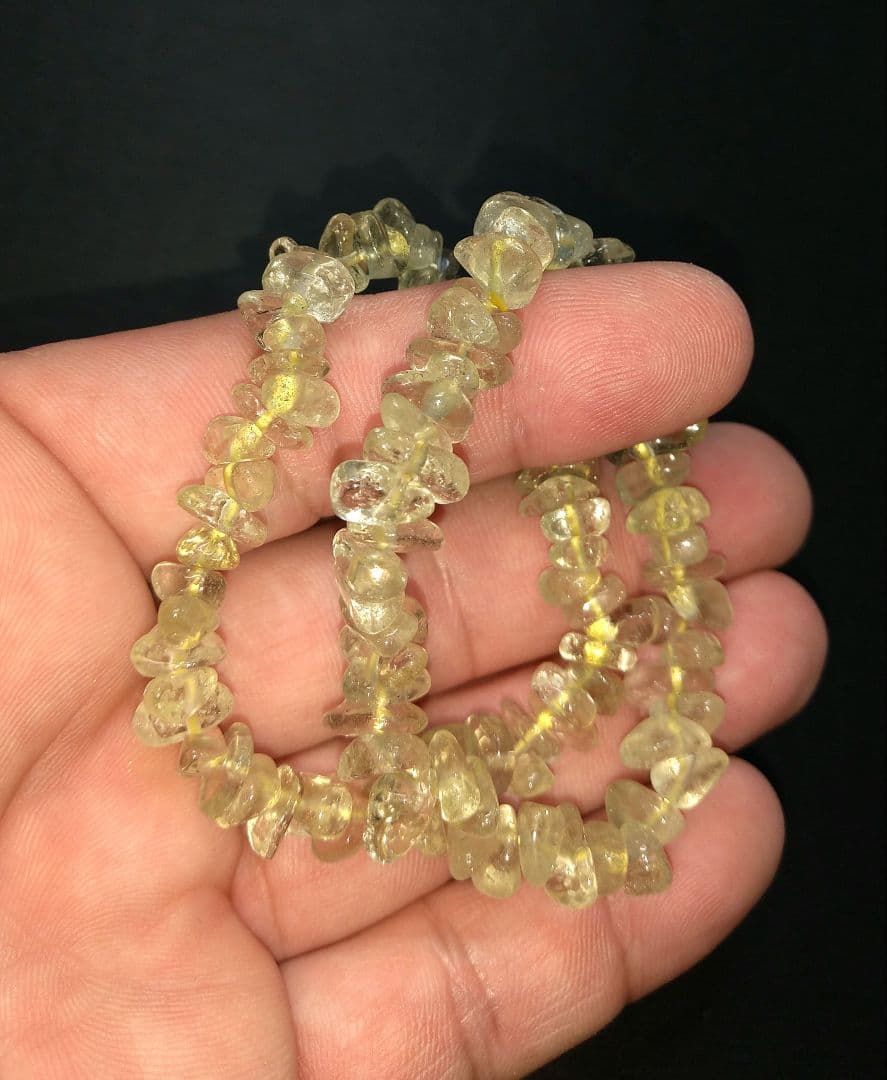 【高品質】リビアングラス　さざれタイプ　ブレスレット　２本セット　隕石