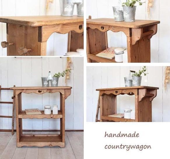 ハンドメイド　ハートのカントリーキッチンワゴン