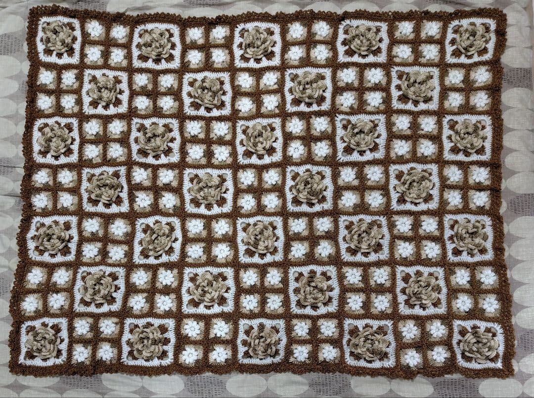 手編み　ブランケット　モチーフ編み　かぎ針編み