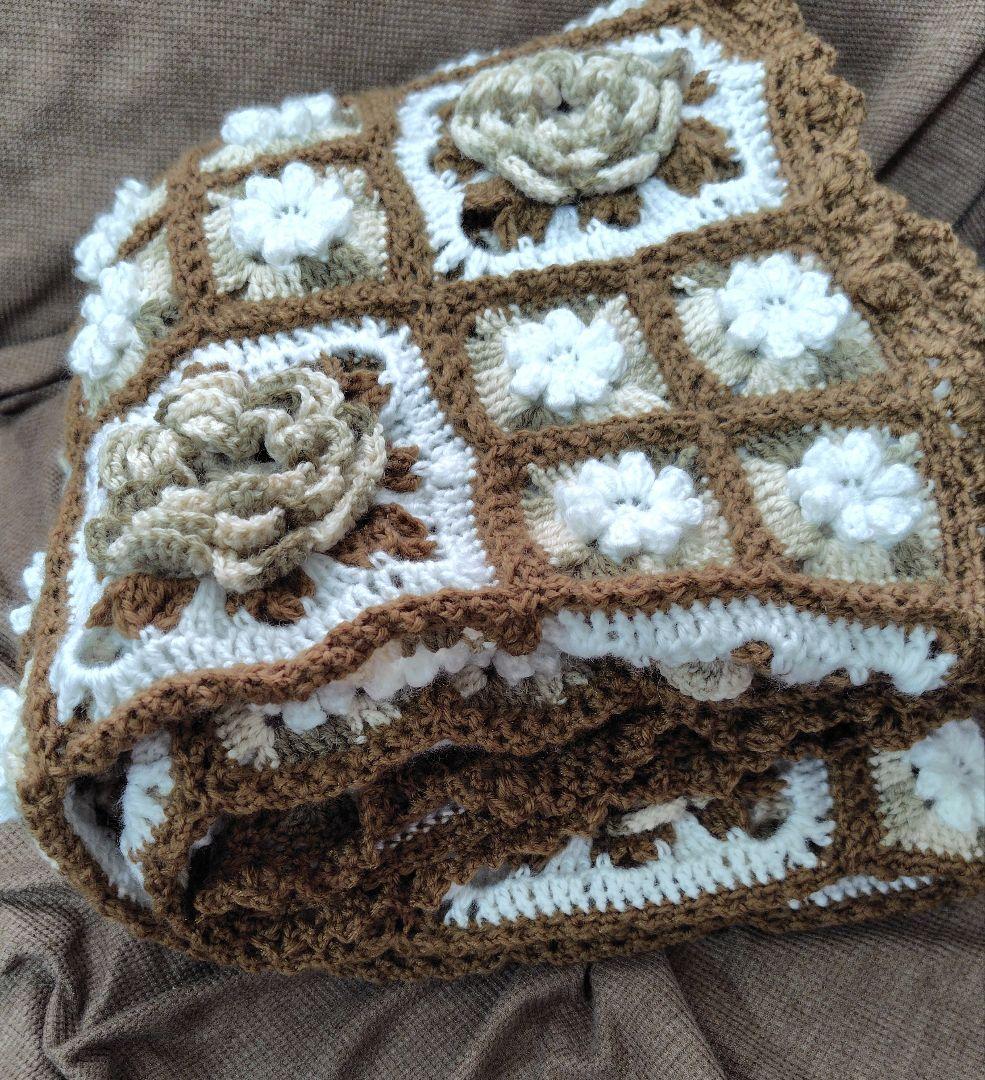 手編み　ブランケット　モチーフ編み　かぎ針編み