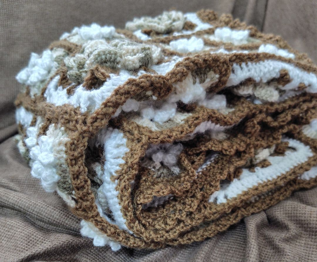 手編み　ブランケット　モチーフ編み　かぎ針編み