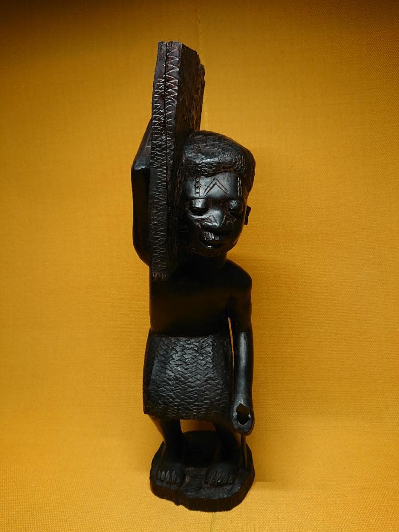 ビンテージ　人形　木彫　黒檀　置物　インテリア　工芸品　美術品　A2587