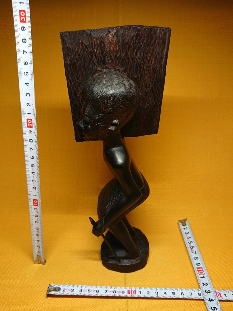 ビンテージ　人形　木彫　黒檀　置物　インテリア　工芸品　美術品　A2587