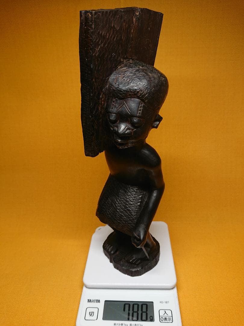 ビンテージ　人形　木彫　黒檀　置物　インテリア　工芸品　美術品　A2587