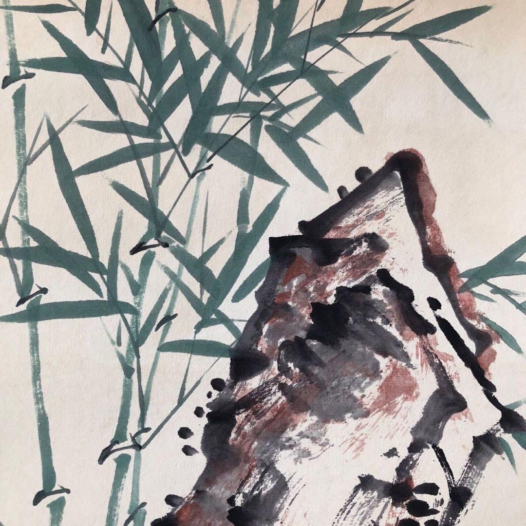 啓功・四条屏】「梅蘭竹菊」掛軸セット 表装済み／163×38cm