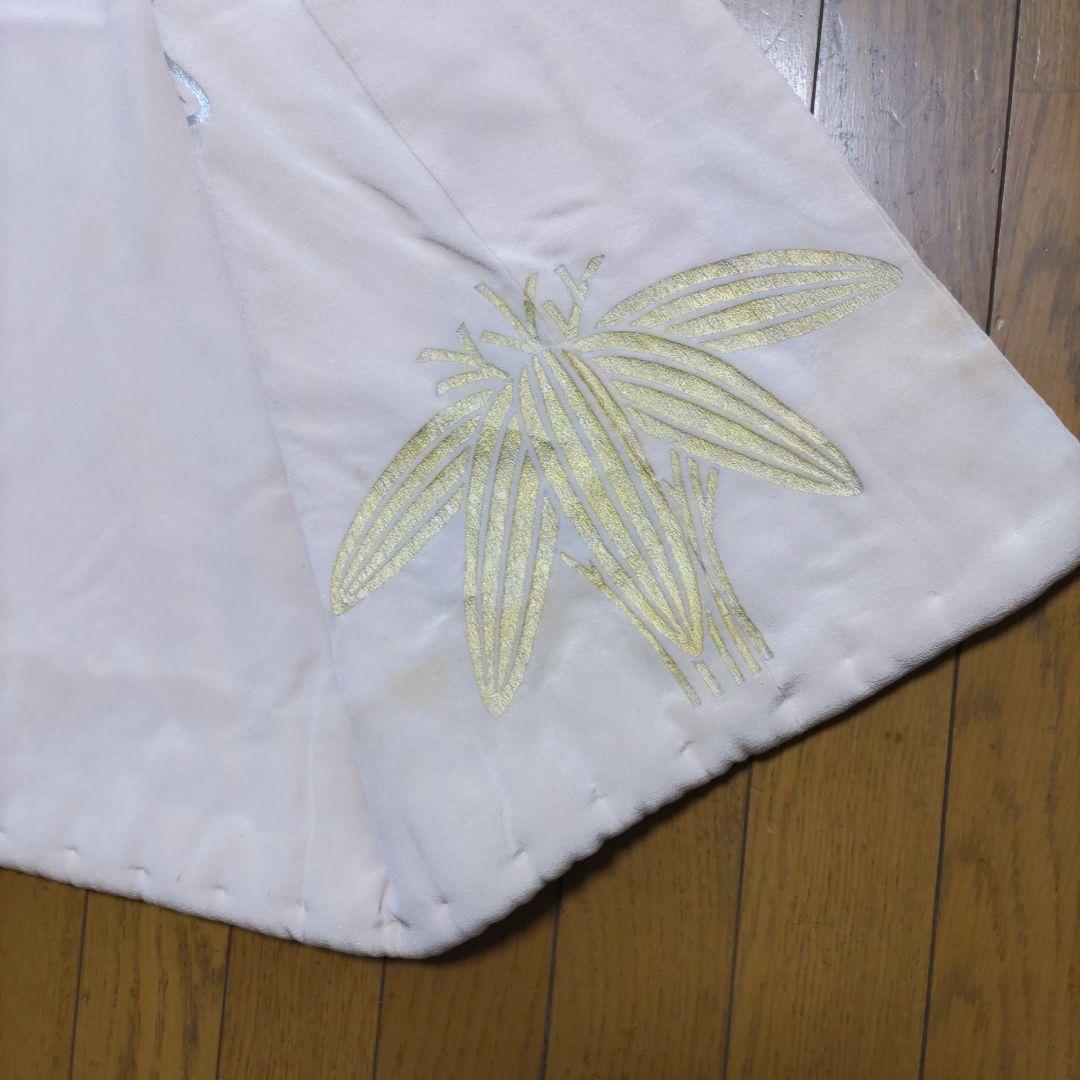 大幅値下《昔の嫁入、大振袖》(アンテ―ク）大正、ピンク縮緬地に金銀泊竹柄1047