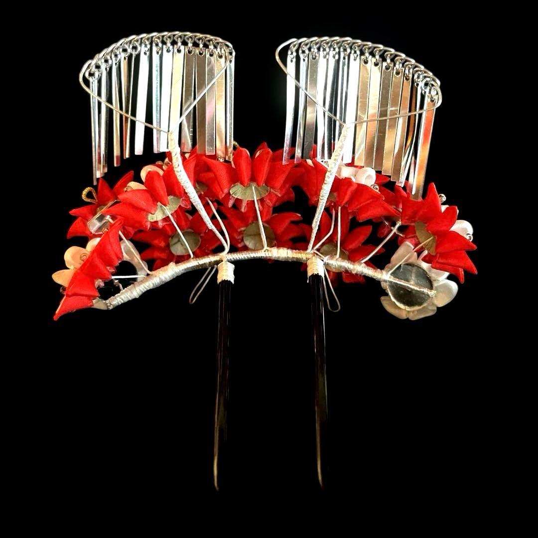 勝山髪飾り 七五三 7歳 (赤) 紅葉