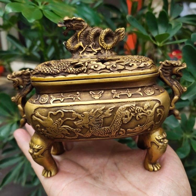 銅器 竜紋香炉 装飾品 工芸品 美術品 置物
