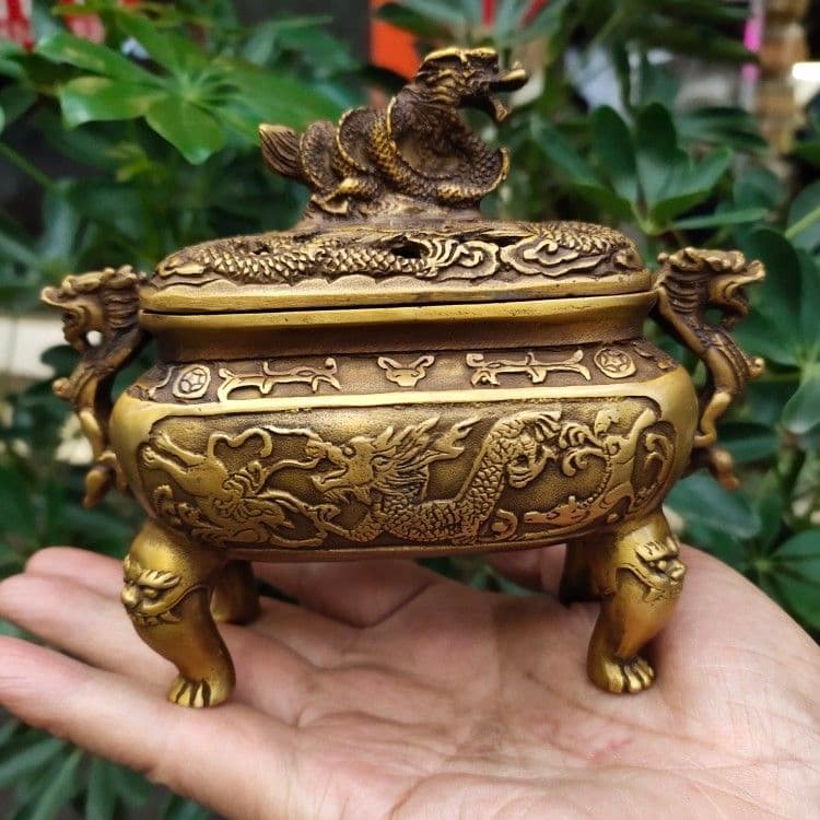 銅器 竜紋香炉 装飾品 工芸品 美術品 置物